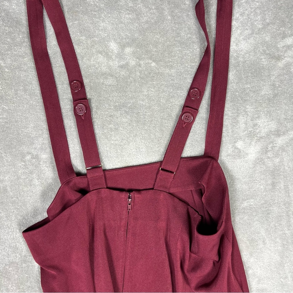 Modcloth Skirt Womens 1x Overall Winner Wine Flowy Holiday Academia Prep Grunge - Picture 7 of 7
